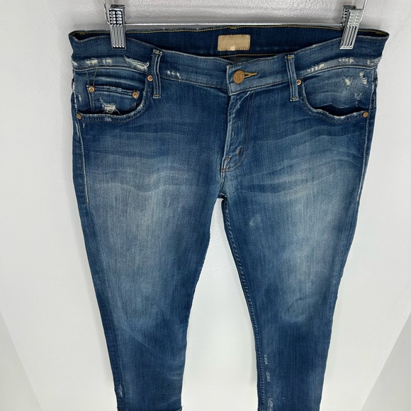 Mother The Dropout Jeans Size 25 Denim Blue Distressed Tequila Truth 31x26.5 - Picture 5 of 16
